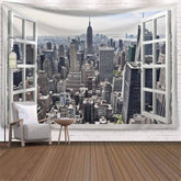 Lofaris Outside The Window Landscape Abstract Wall Tapestry